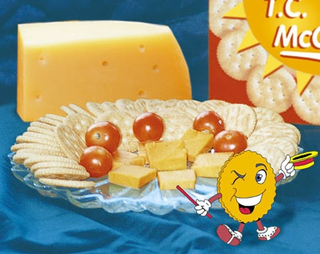 A promotional shot for Nabisco's new snack cracker, which should make less agonizing the grotesque, meaningless charade that is modern life.